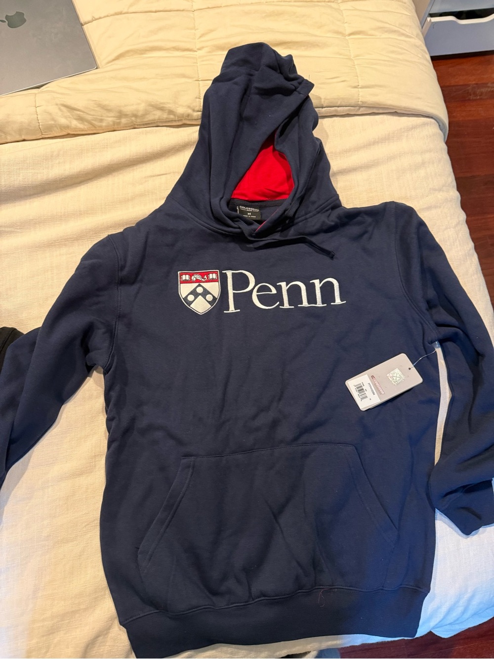 Colosseum Navy Hoodie with Red Lining and Penn Crest